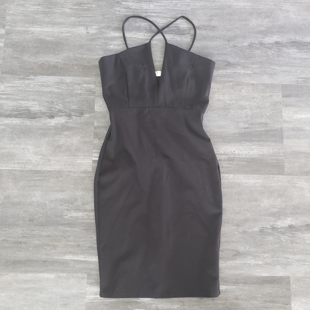 Black Cross Strapped Blue Blush Midi